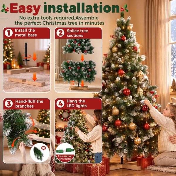91Gm36bvGL._AC_SL1500_.jpg 7.5ft/225cm PVC Snow Flocked Artificial Christmas Tree with Light