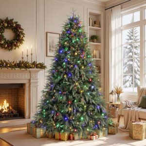 91LEJG0MK-L._AC_SL1500_.jpg Shareconn 6.5ft Artificial Fir Function Christmas Tree with Lights,17 modes