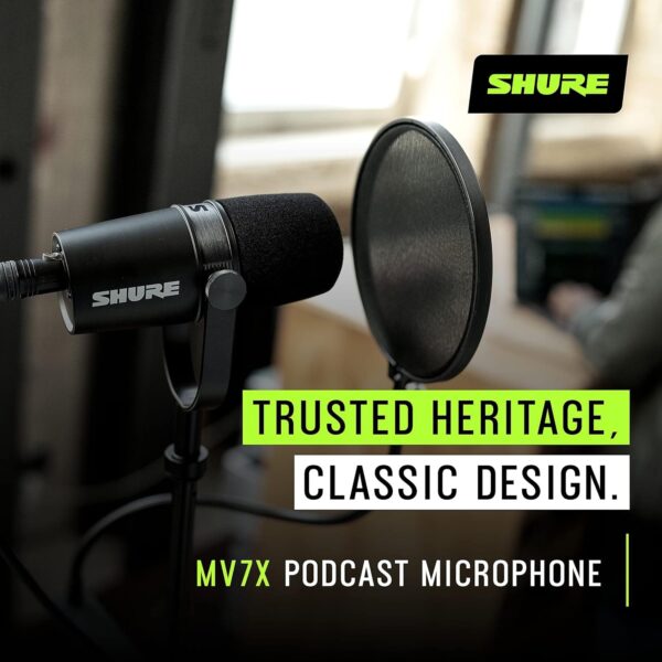 91Lm5xjnJQL._AC_SL1500_.jpg Shure MV7X Microphone - XLR Only Pro Quality Dynamic Mic for Podcasting & Vocal Recording