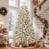 91c5ZMjUphL._AC_SL1500_.jpg SHareconn 7ft Pre Lit Christmas Tree Snow Flocked with 13 Modes & 932 Tips