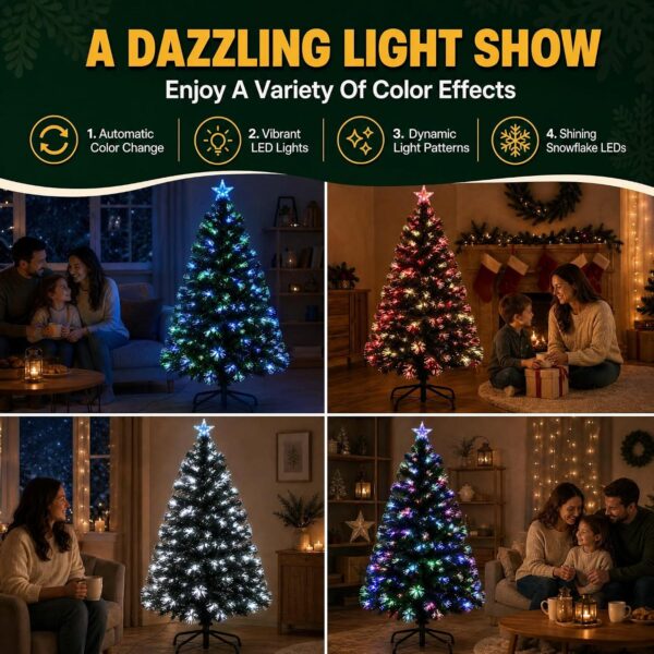 91kOqZGJ88L._AC_SL1500_.jpg New Christmas Tree X-Mas Tree Fiber Optic Color Changing Multi Colour Led Lights With Star Free Standing Indoor Tree Lights XMAS Gift (7 FT)