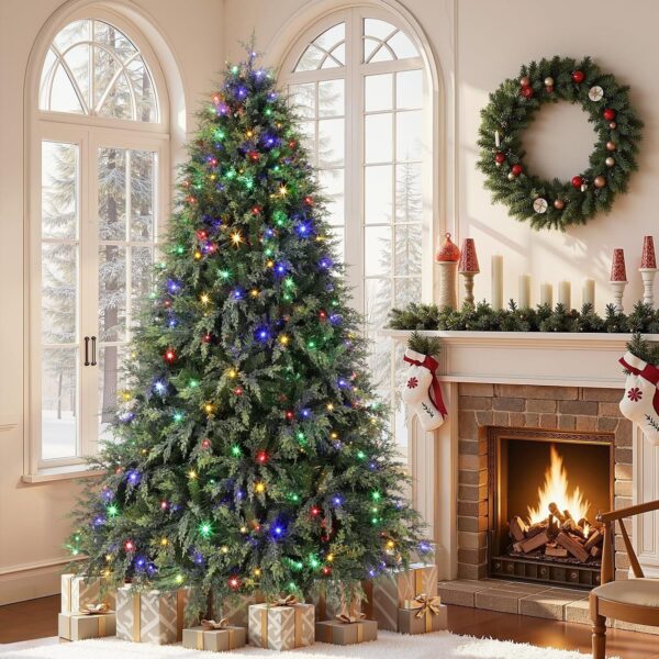 91wBwnASBBL._AC_SL1500_.jpg Shareconn 6.5ft Artificial Fir Function Christmas Tree with Lights,17 modes