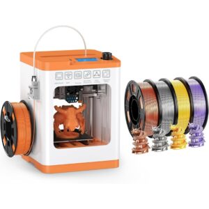 WEEFUN TINA2S 3D Printer Kit with 4 Color Silk PLA Filament Set Bundle for Beginners and Kids