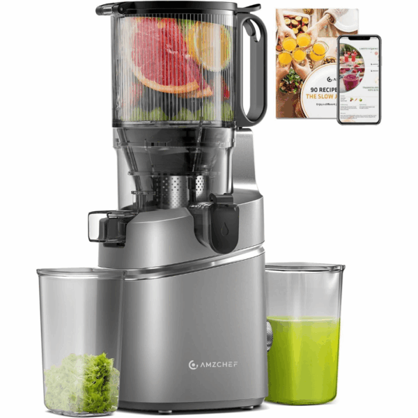 AMZCHEF Cold Press Juicer, Slow Masticating Juicer, 145mm Wide Chute